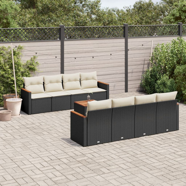 Set Mobilier De Grădină Cu Perne, 9 Piese, , Poliratan