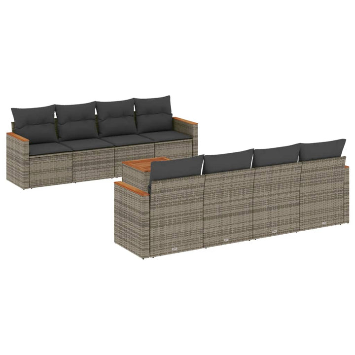 Set Mobilier De Grădină Cu Perne, 9 Piese, , Poliratan