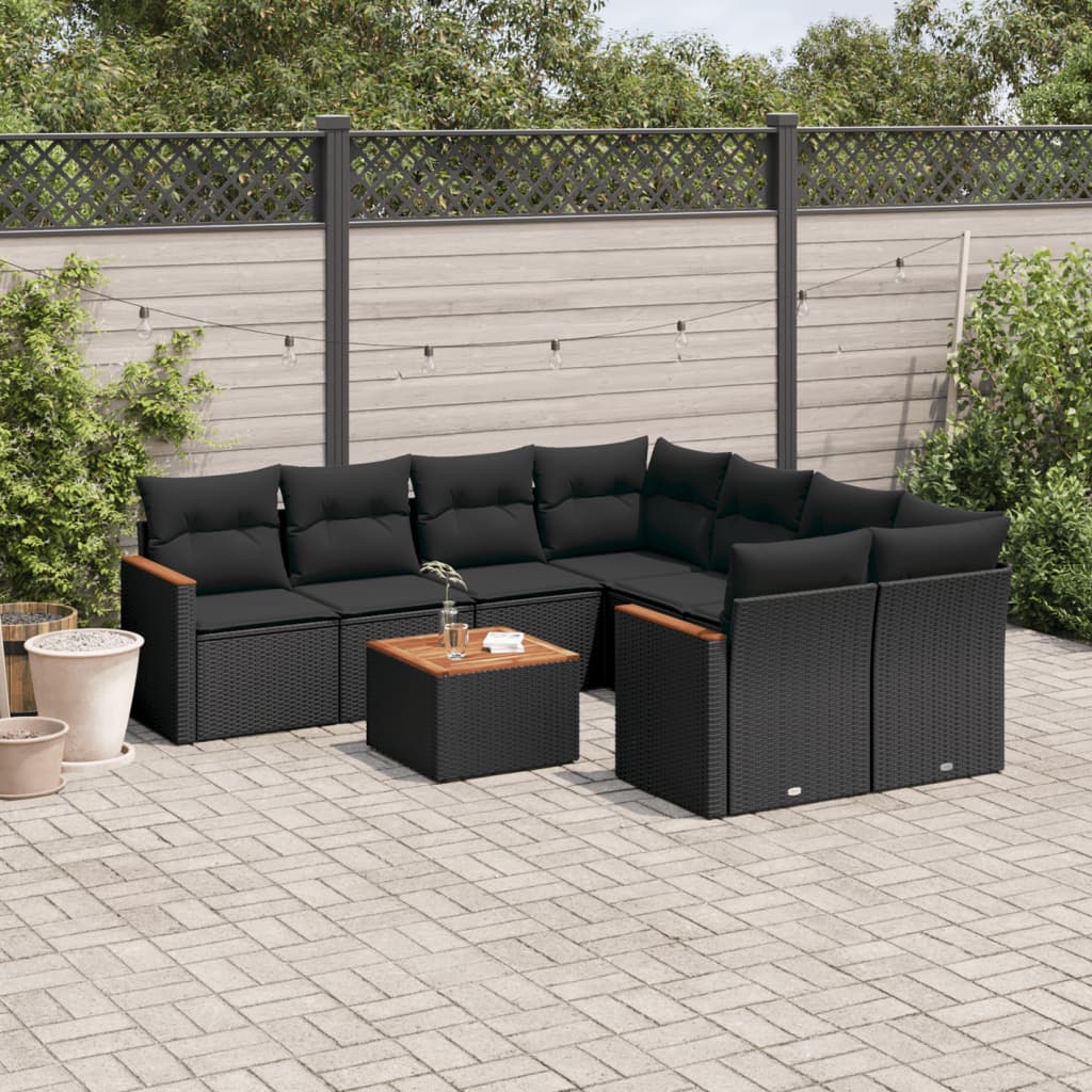 Set Canapele De Grădină, 9 Piese, Cu Perne, , Poliratan