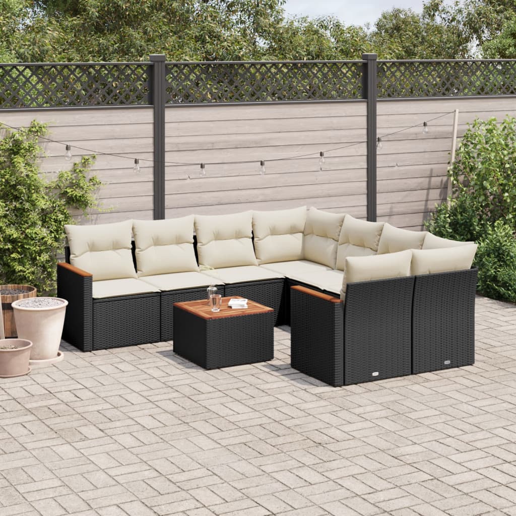 Set Canapele De Grădină, 9 Piese, Cu Perne, , Poliratan