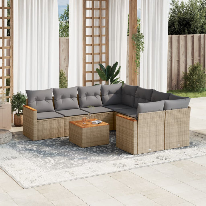 Set Canapele De Grădină, 9 Piese, Cu Perne, , Poliratan