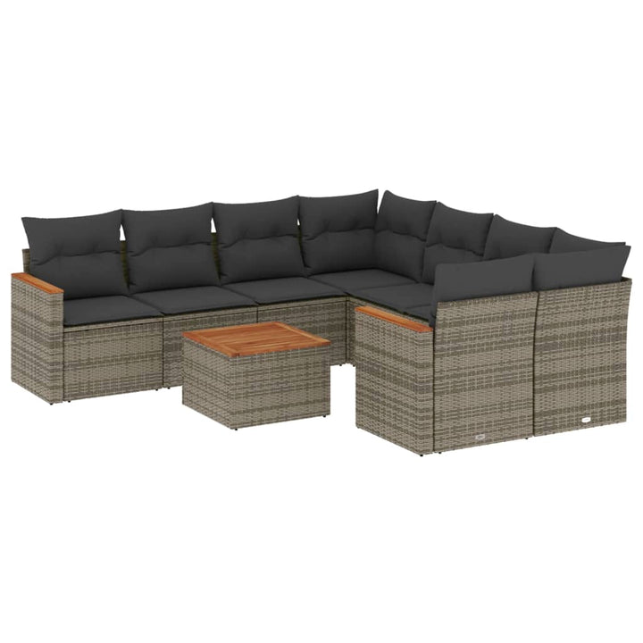 Set Canapele De Grădină, 9 Piese, Cu Perne, , Poliratan