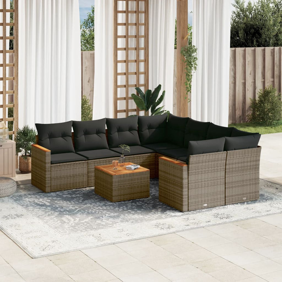 Set Canapele De Grădină, 9 Piese, Cu Perne, , Poliratan