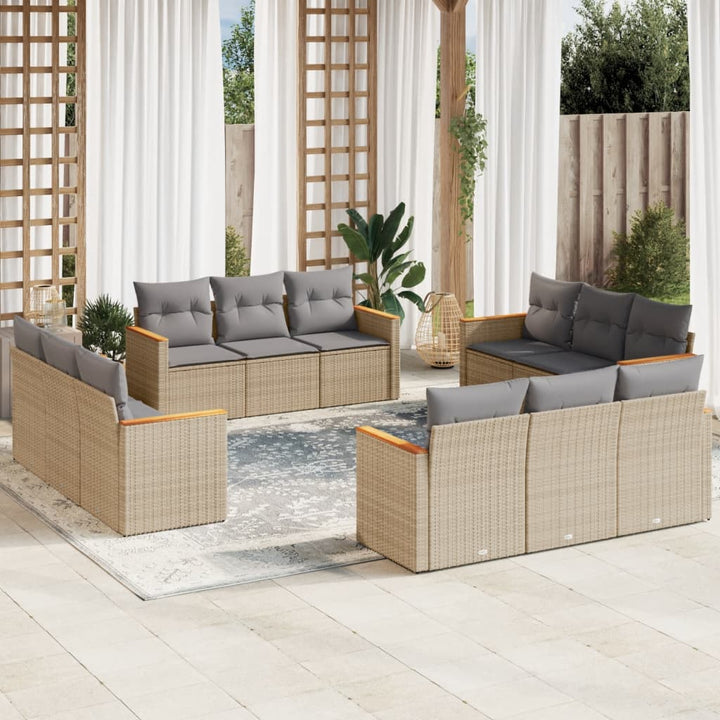 Set Canapele De Grădină, 12 Piese, Cu Perne, , Poliratan