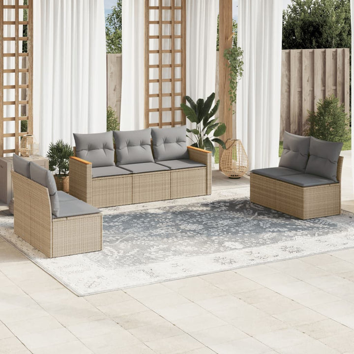 Set Mobilier De Grădină Cu Perne, 8 Piese, , Poliratan