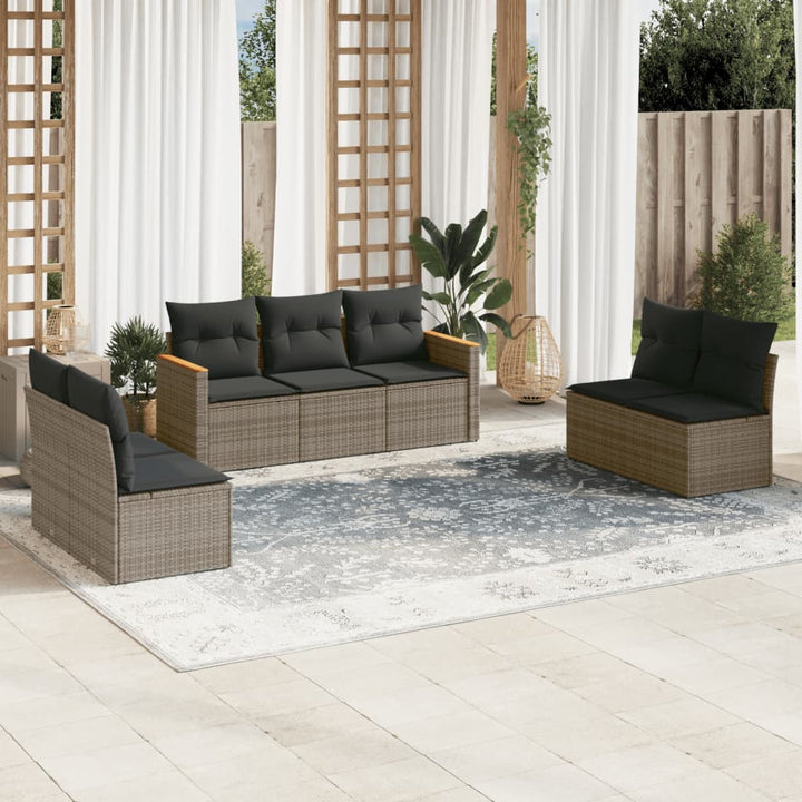 Set Mobilier De Grădină Cu Perne, 8 Piese, , Poliratan