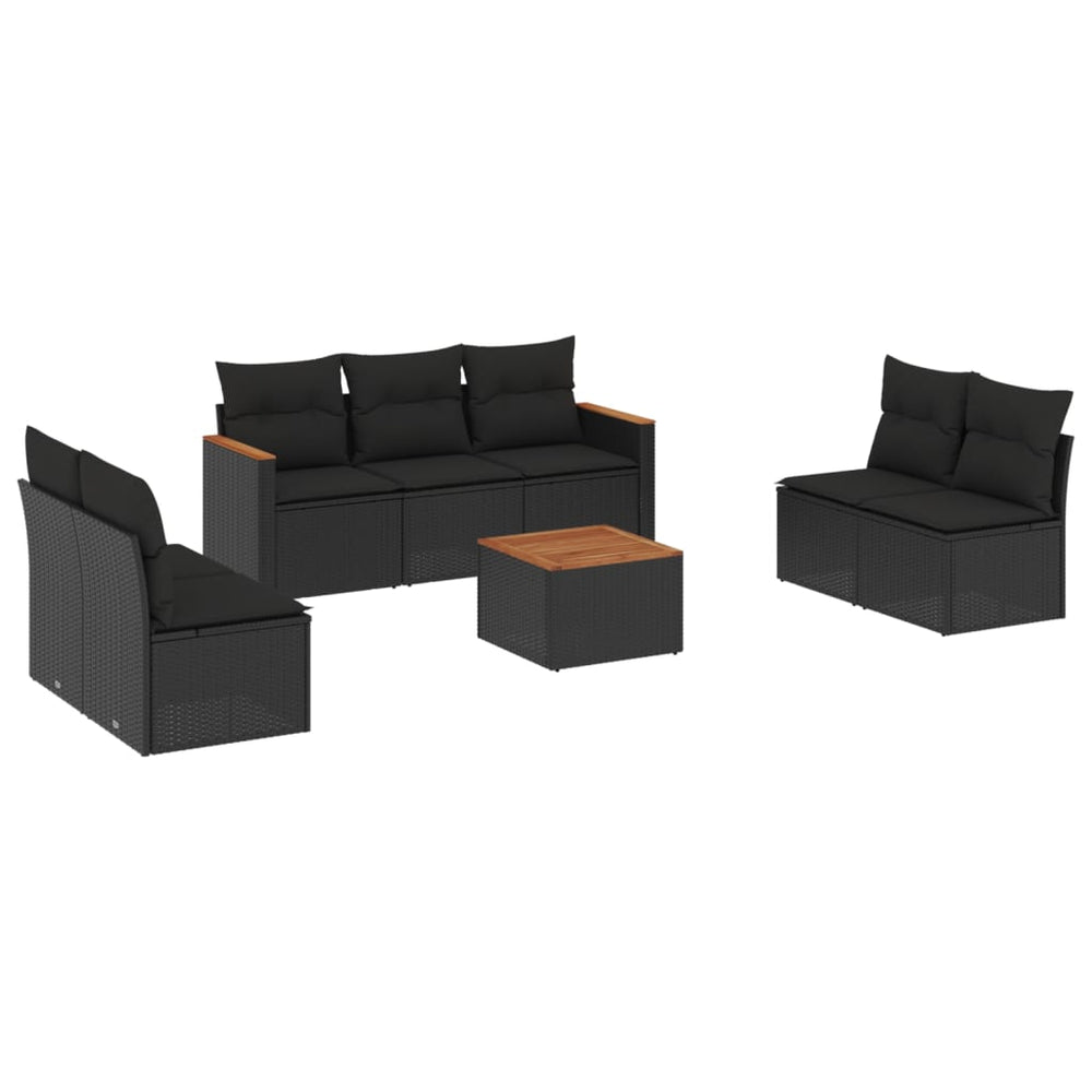 Set Mobilier De Grădină Cu Perne, 8 Piese, , Poliratan