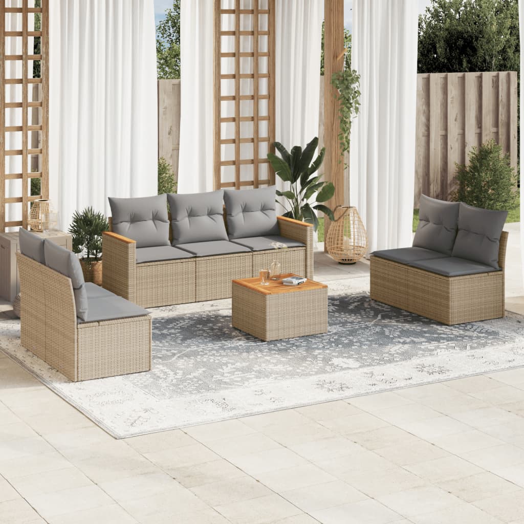 Set Mobilier De Grădină Cu Perne, 8 Piese, , Poliratan