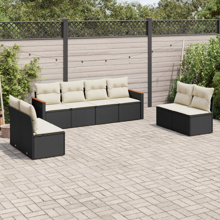 Set Mobilier De Grădină Cu Perne, 9 Piese, , Poliratan