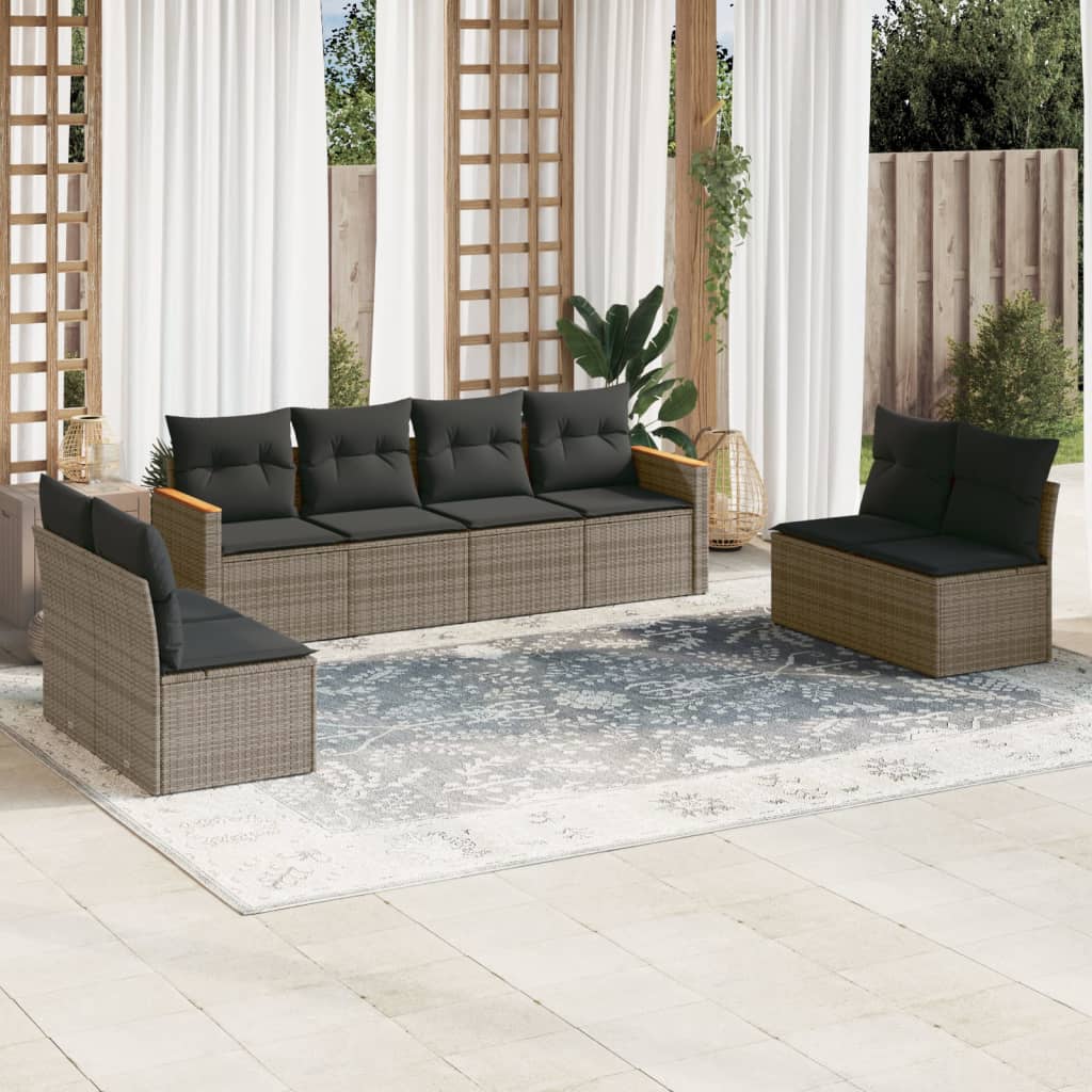 Set Mobilier De Grădină Cu Perne, 9 Piese, , Poliratan