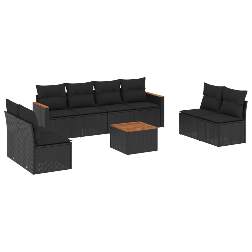 Set Mobilier De Grădină Cu Perne, 9 Piese, , Poliratan