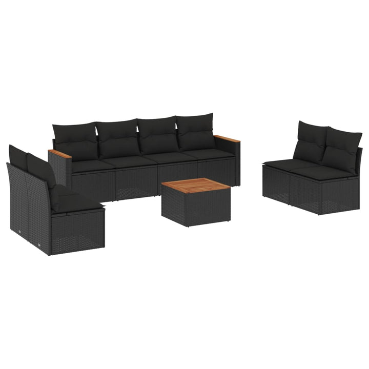 Set Mobilier De Grădină Cu Perne, 9 Piese, , Poliratan
