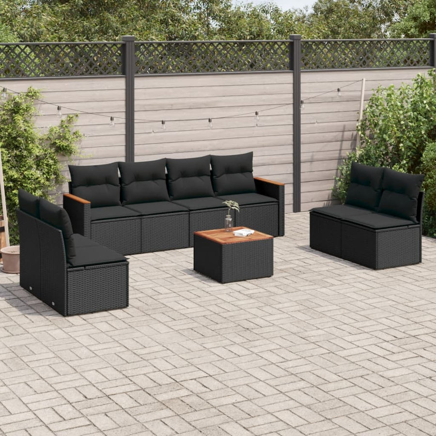 Set Mobilier De Grădină Cu Perne, 9 Piese, , Poliratan