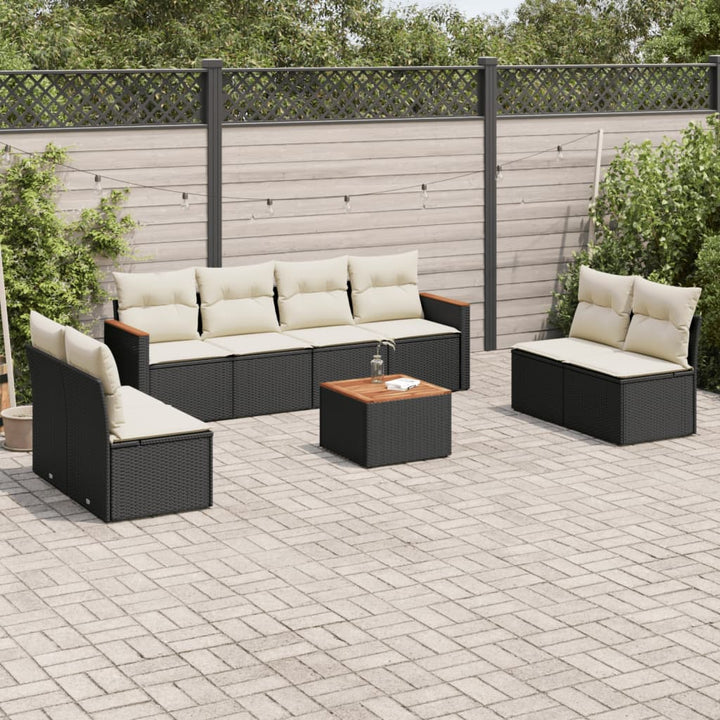 Set Mobilier De Grădină Cu Perne, 9 Piese, , Poliratan