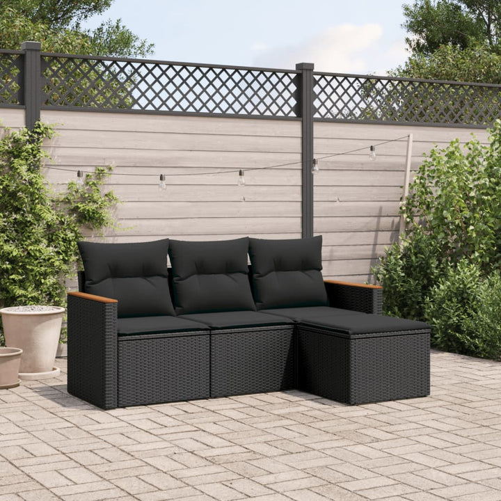 Set Canapele De Grădină, 4 Piese, Cu Perne, Mix Bej, Poliratan