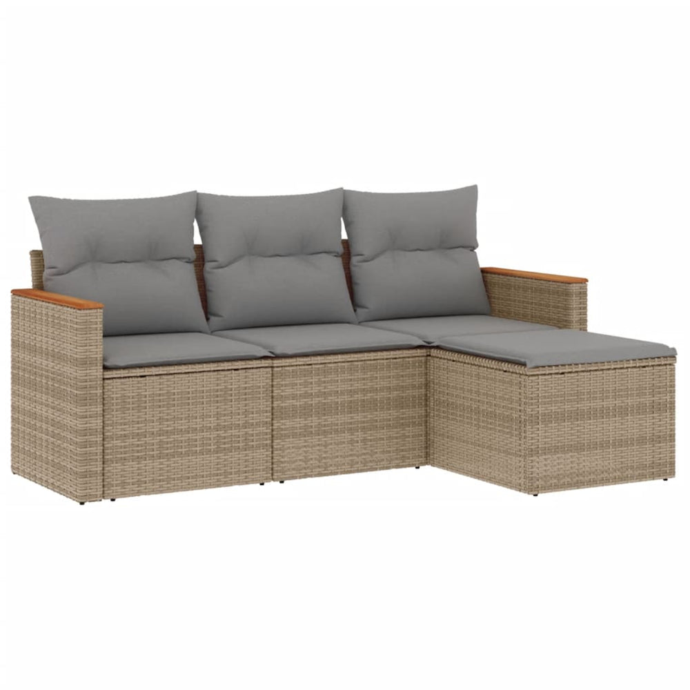 Set Canapele De Grădină, 4 Piese, Cu Perne, Mix Bej, Poliratan