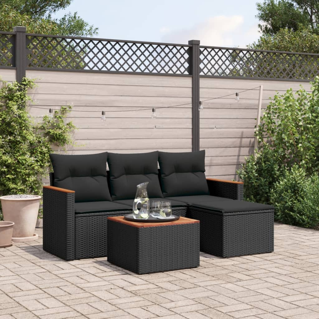 Set Canapele De Grădină, 4 Piese, Cu Perne, Mix Bej, Poliratan