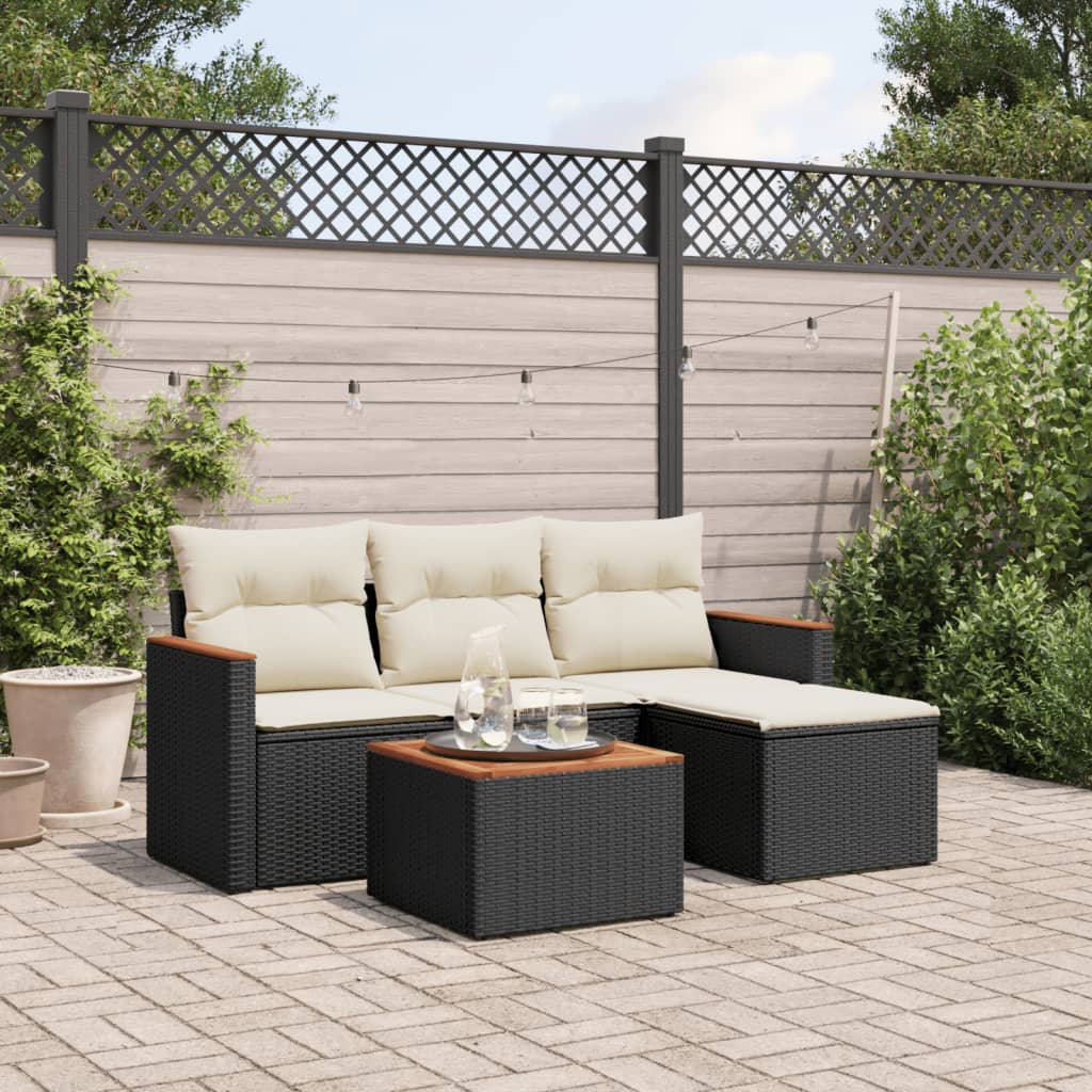 Set Canapele De Grădină, 4 Piese, Cu Perne, Mix Bej, Poliratan