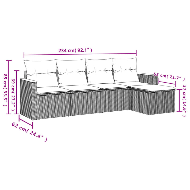 Set Canapele De Grădină, 5 Piese, Cu Perne, Bej, Poliratan