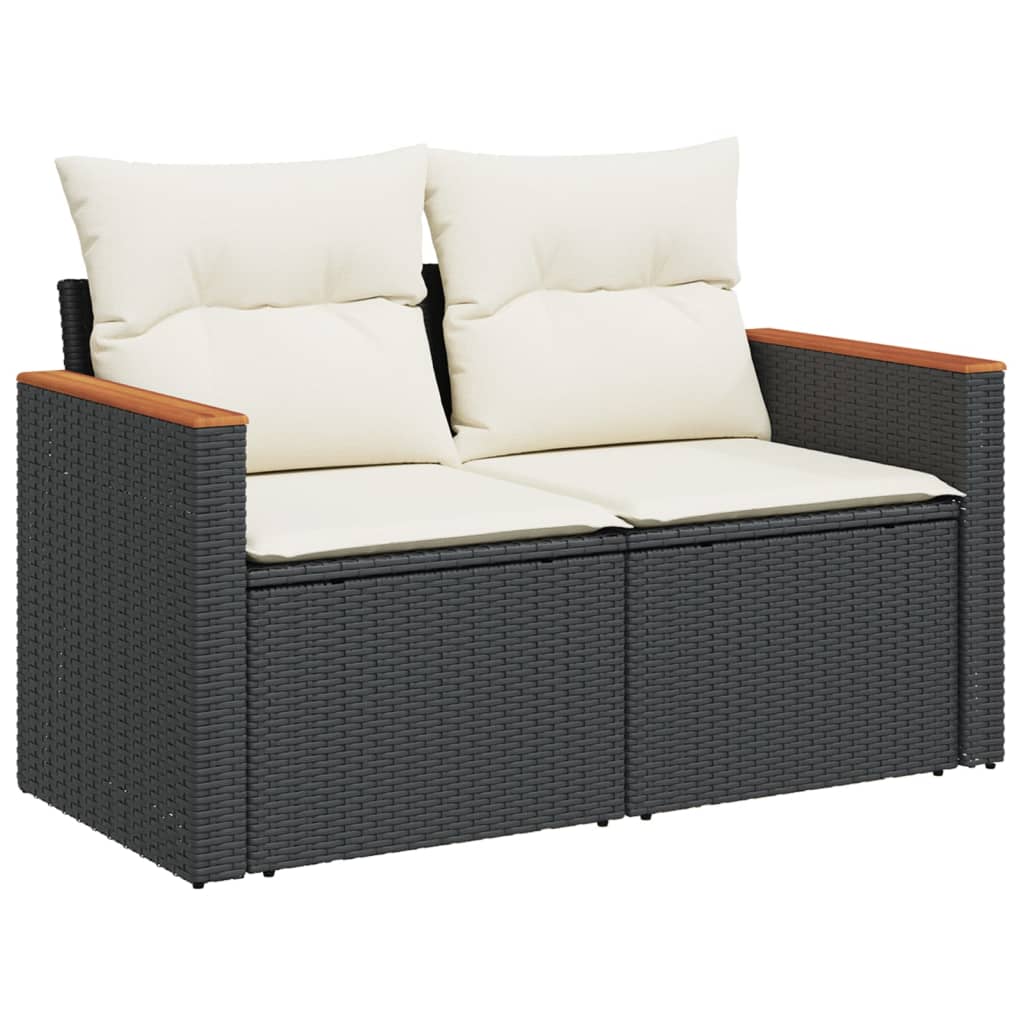 Set Mobilier De Grădină Cu Perne, 4 Piese, Negru, Poliratan
