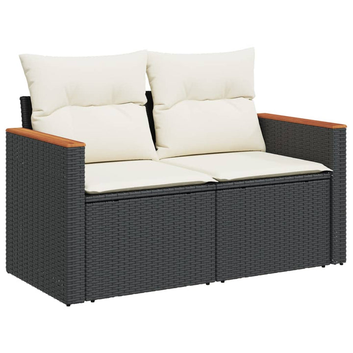 Set Mobilier De Grădină Cu Perne, 4 Piese, Negru, Poliratan