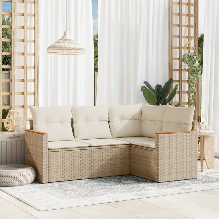 Set Mobilier De Grădină Cu Perne, 4 Piese, Negru, Poliratan