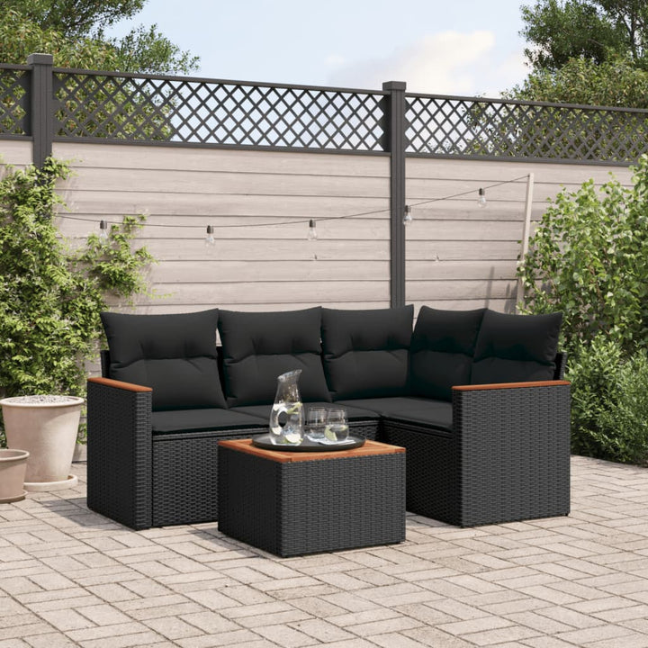 Set Mobilier De Grădină Cu Perne, 4 Piese, Negru, Poliratan