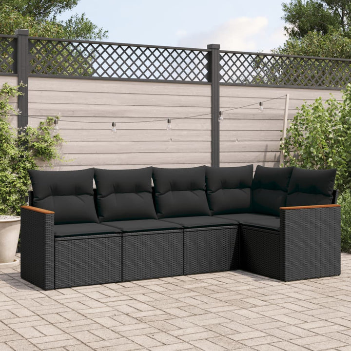 Set Canapele De Grădină, 5 Piese, Cu Perne, Bej, Poliratan