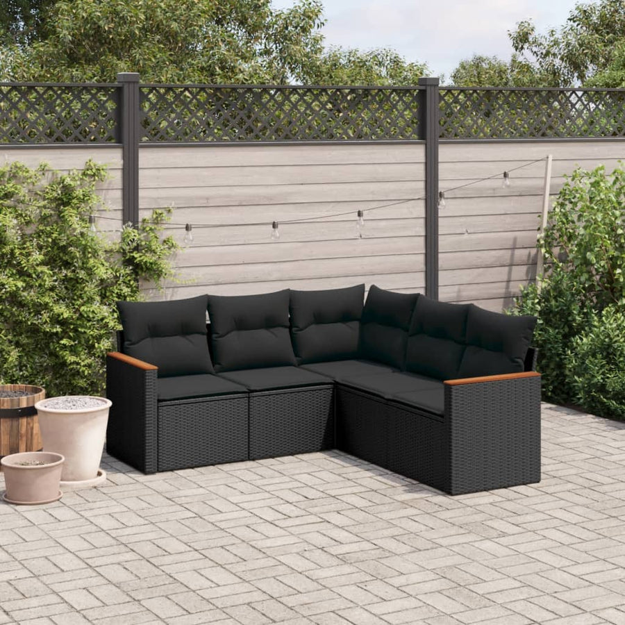 Set Mobilier De Grădină Cu Perne, 5 Piese, , Poliratan