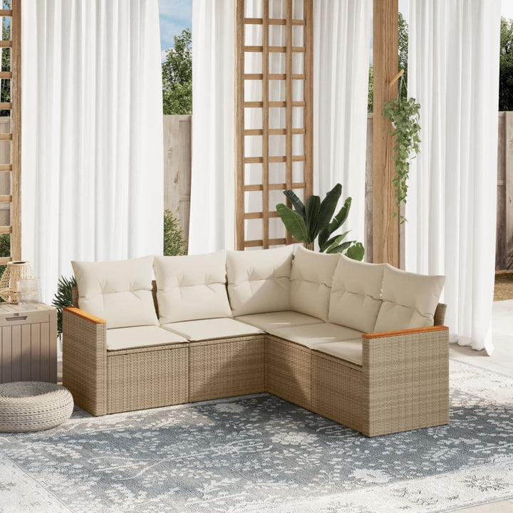 Set Mobilier De Grădină Cu Perne, 5 Piese, , Poliratan