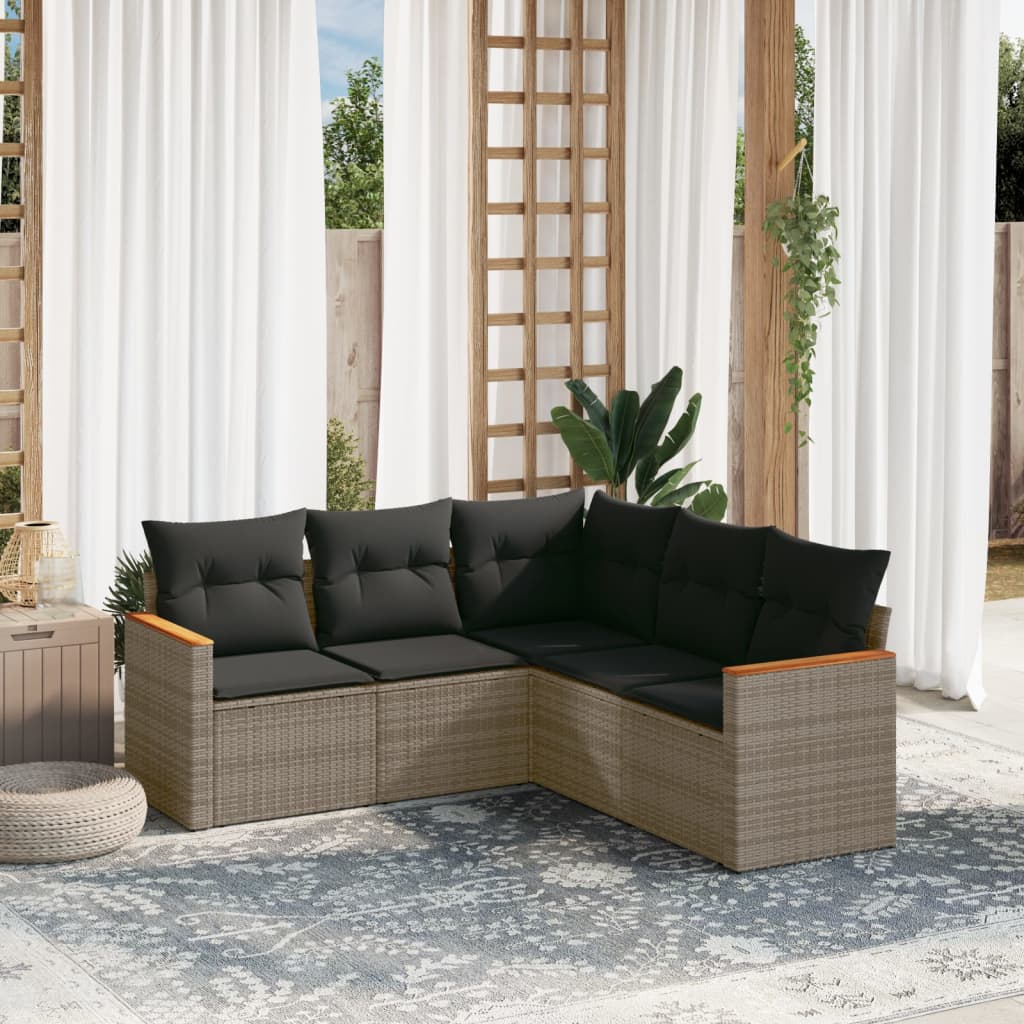 Set Mobilier De Grădină Cu Perne, 5 Piese, , Poliratan