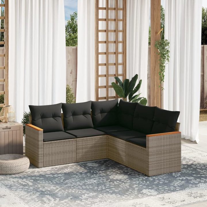 Set Mobilier De Grădină Cu Perne, 5 Piese, , Poliratan