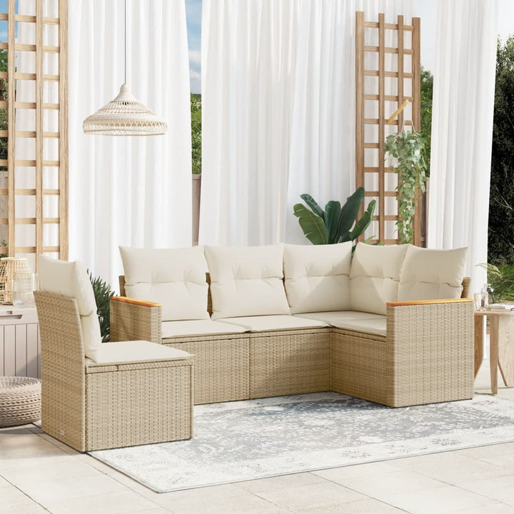 Set Mobilier De Grădină Cu Perne, 5 Piese, Negru, Poliratan
