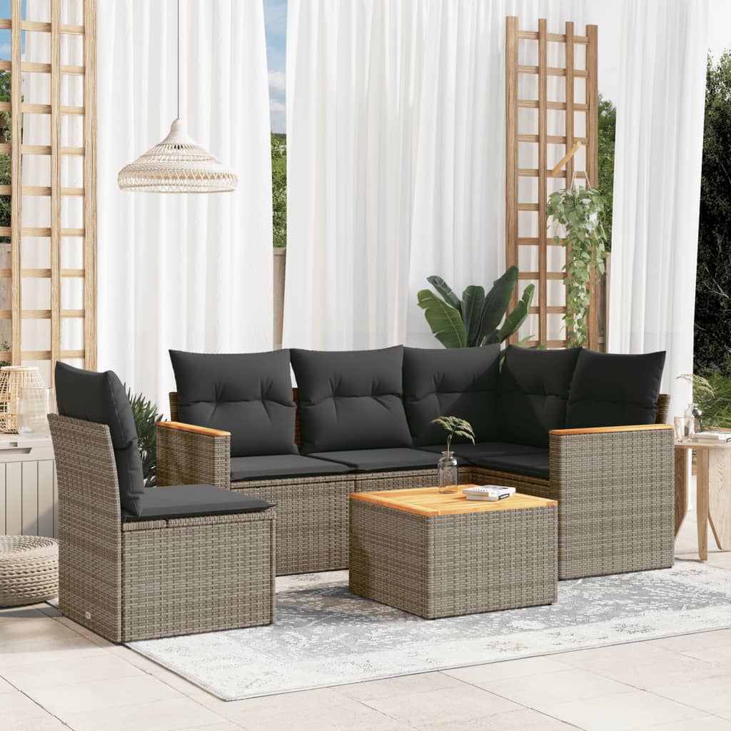 Set Mobilier De Grădină Cu Perne, 5 Piese, Negru, Poliratan