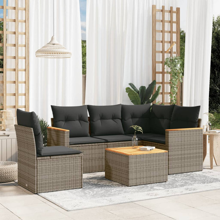 Set Mobilier De Grădină Cu Perne, 5 Piese, Negru, Poliratan