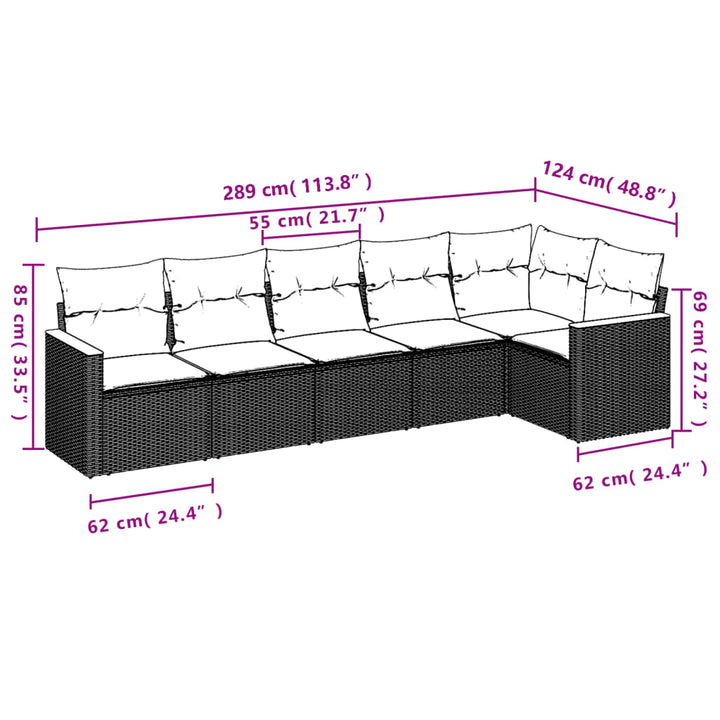 Set Mobilier De Grădină Cu Perne, 6 Piese, , Poliratan