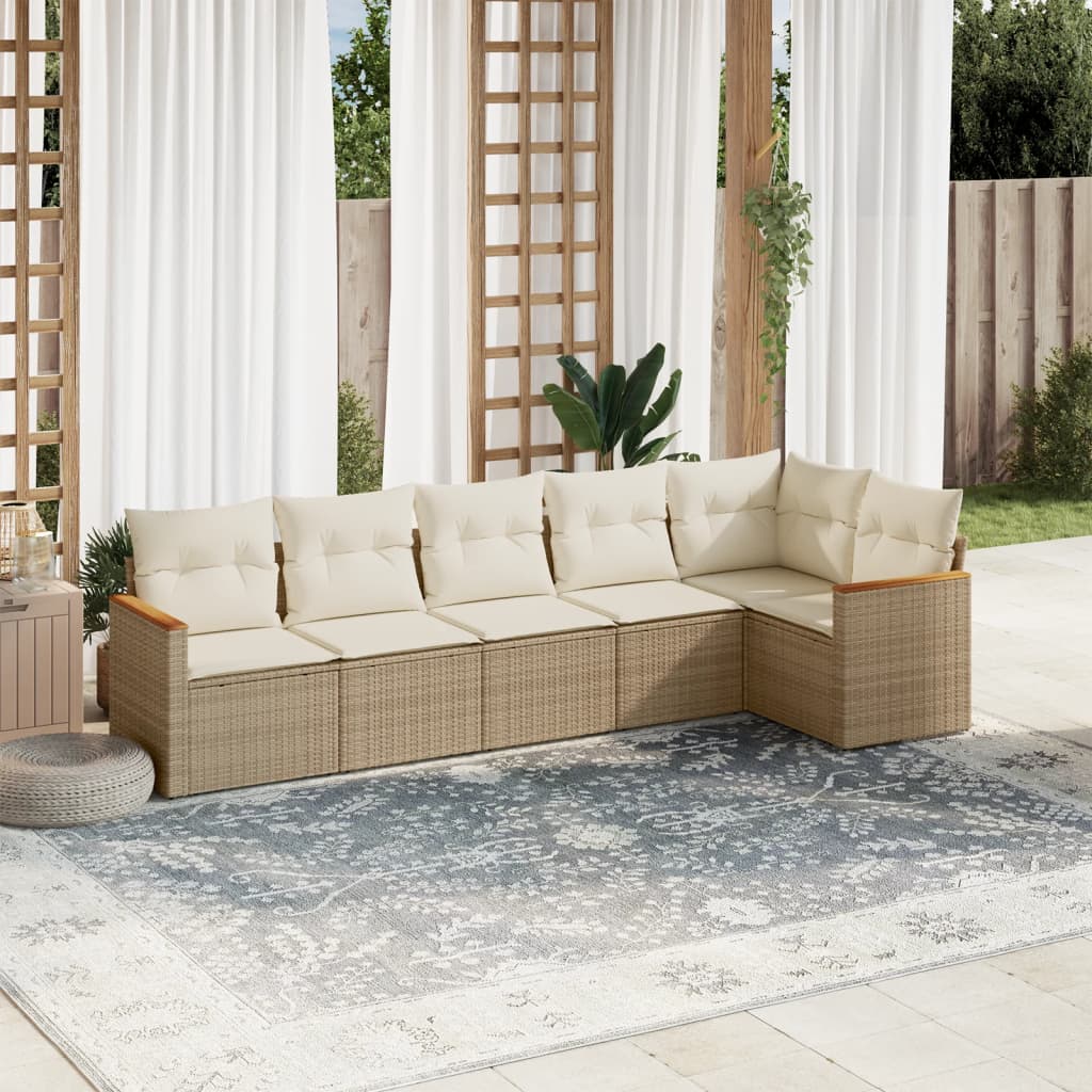 Set Mobilier De Grădină Cu Perne, 6 Piese, , Poliratan