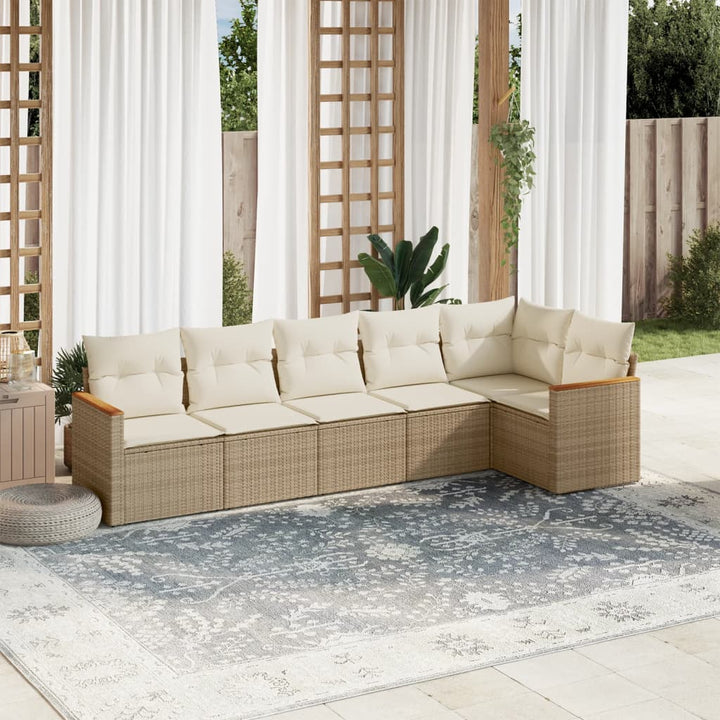 Set Mobilier De Grădină Cu Perne, 6 Piese, , Poliratan