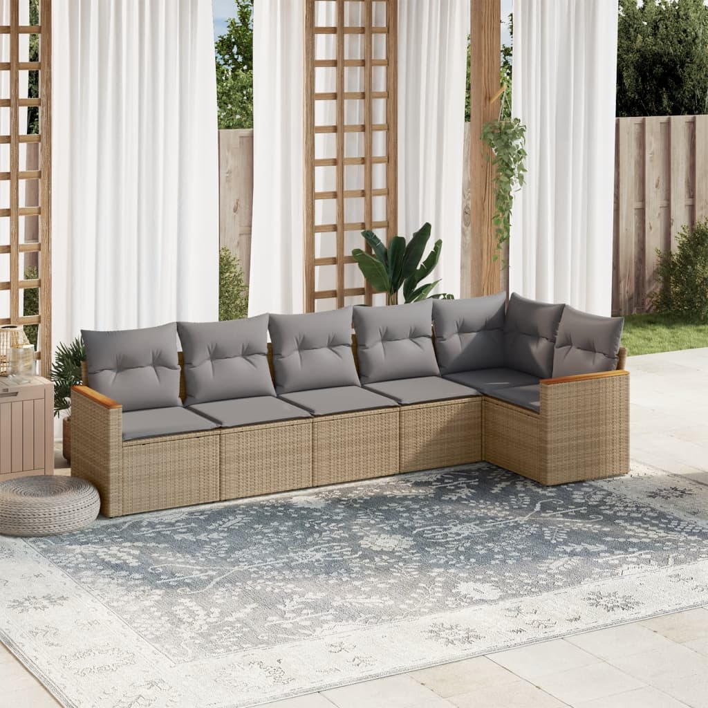 Set Mobilier De Grădină Cu Perne, 6 Piese, , Poliratan