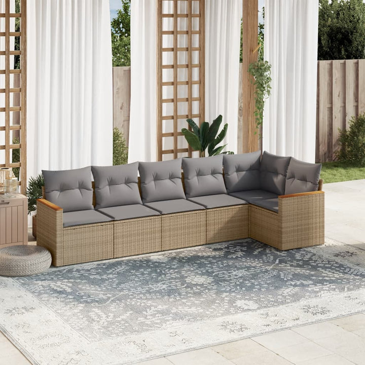 Set Mobilier De Grădină Cu Perne, 6 Piese, , Poliratan