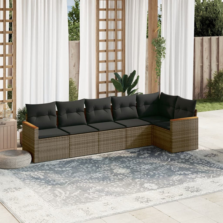 Set Mobilier De Grădină Cu Perne, 6 Piese, , Poliratan