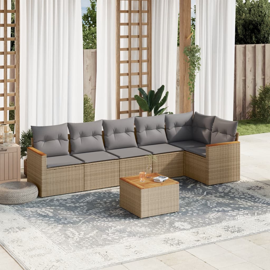 Set Mobilier De Grădină Cu Perne, 6 Piese, , Poliratan