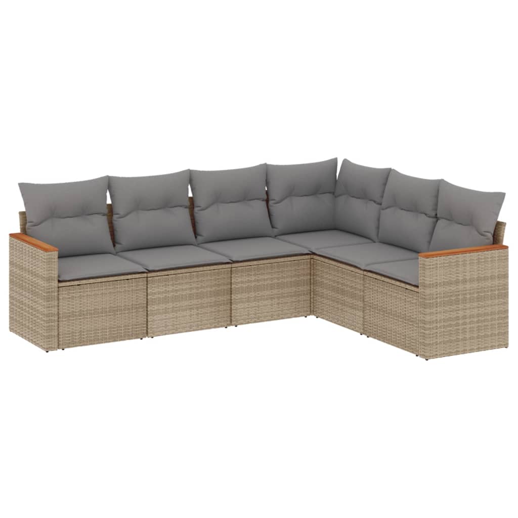 Set Canapele De Grădină, 6 Piese, Cu Perne, Bej, Poliratan