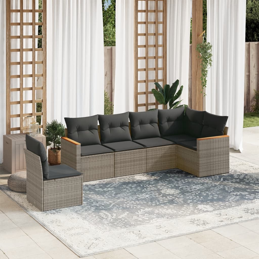 Set Canapele De Grădină Cu Perne, 7 Piese, , Poliratan