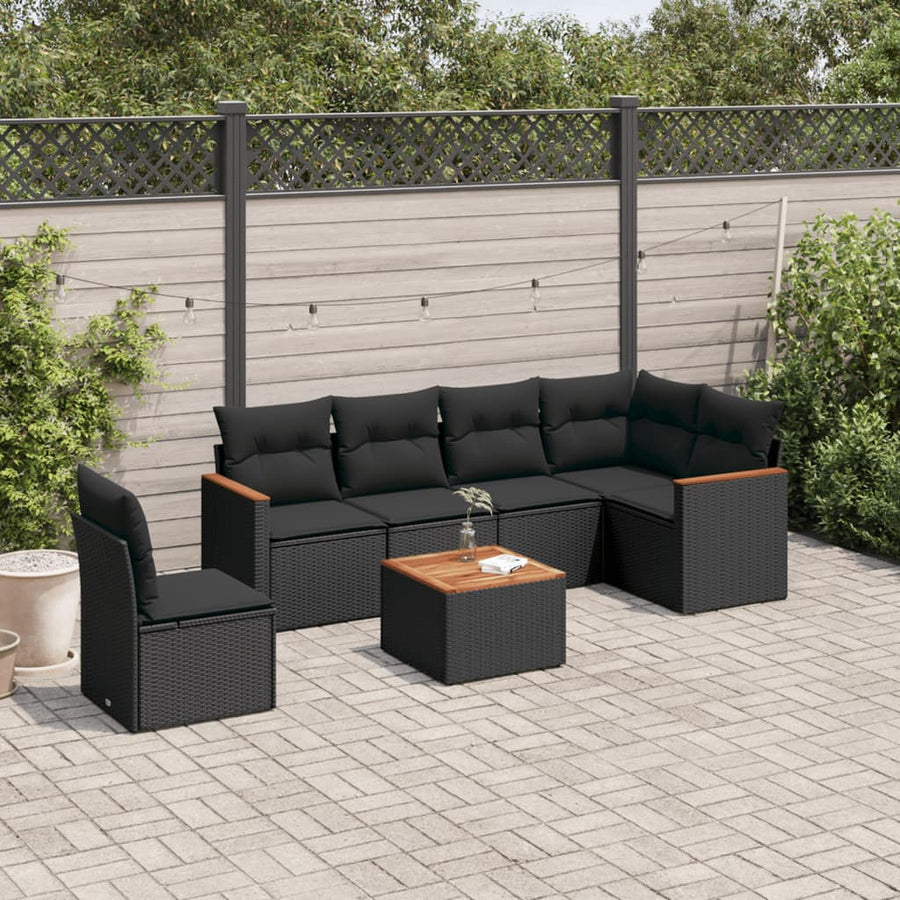 Set Canapele De Grădină Cu Perne, 7 Piese, , Poliratan