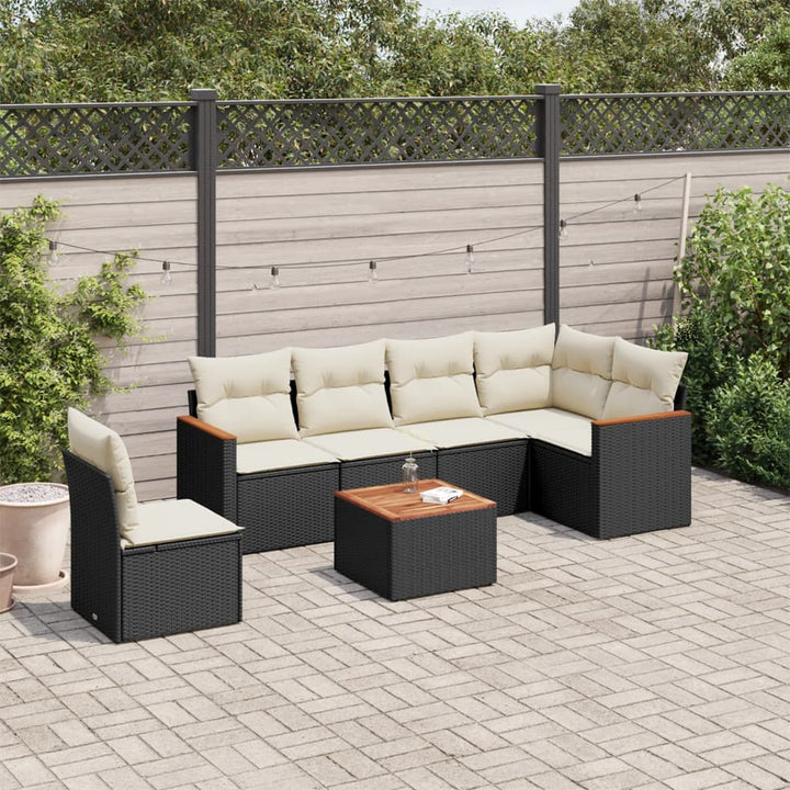 Set Canapele De Grădină Cu Perne, 7 Piese, , Poliratan