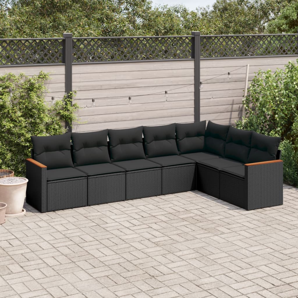 Set Mobilier De Grădină Cu Perne, 8 Piese, , Poliratan