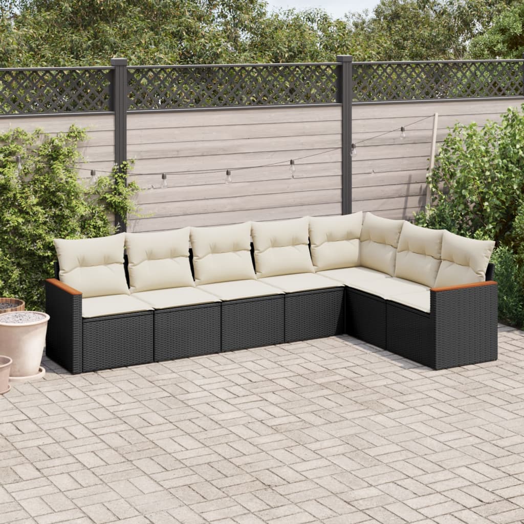 Set Mobilier De Grădină Cu Perne, 8 Piese, , Poliratan