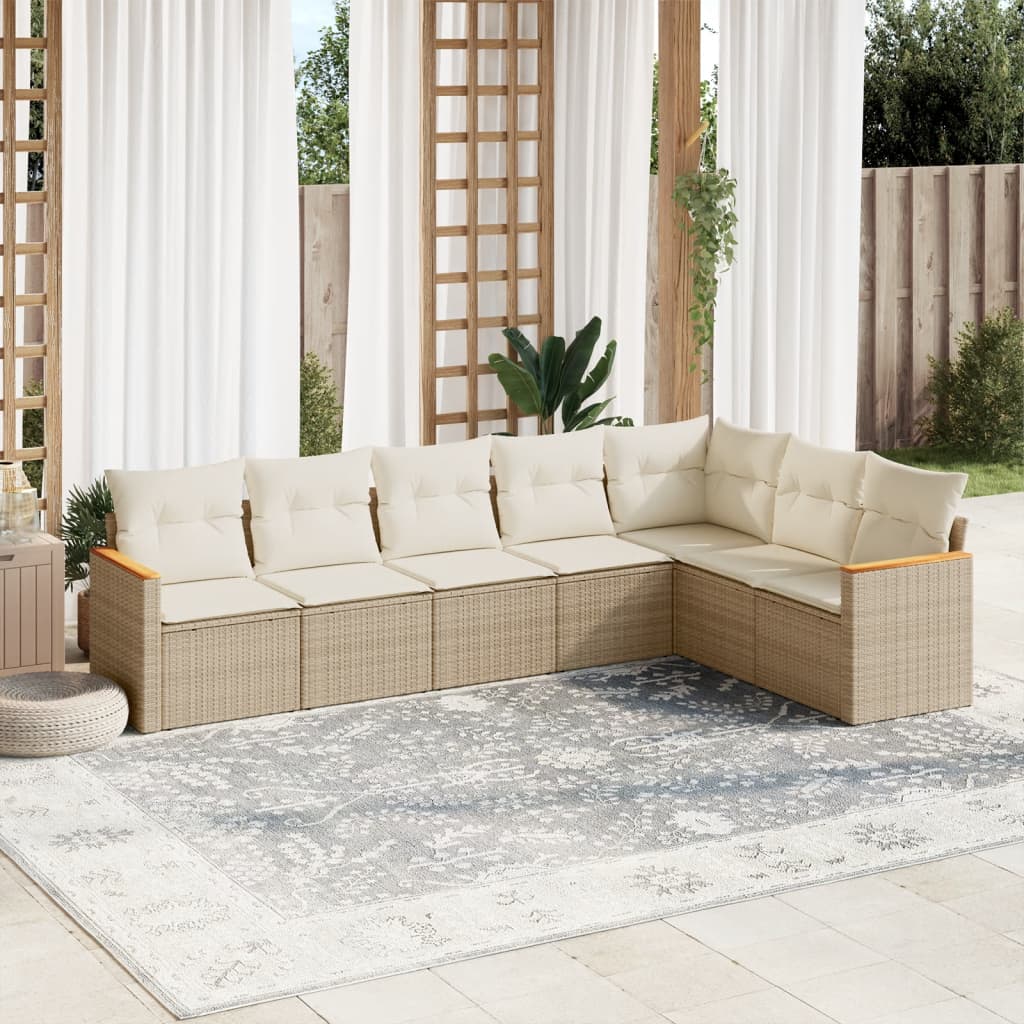 Set Mobilier De Grădină Cu Perne, 8 Piese, , Poliratan
