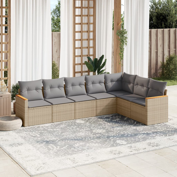 Set Mobilier De Grădină Cu Perne, 8 Piese, , Poliratan